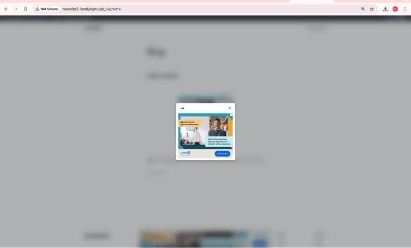 Full-screen interstitial ad overlay